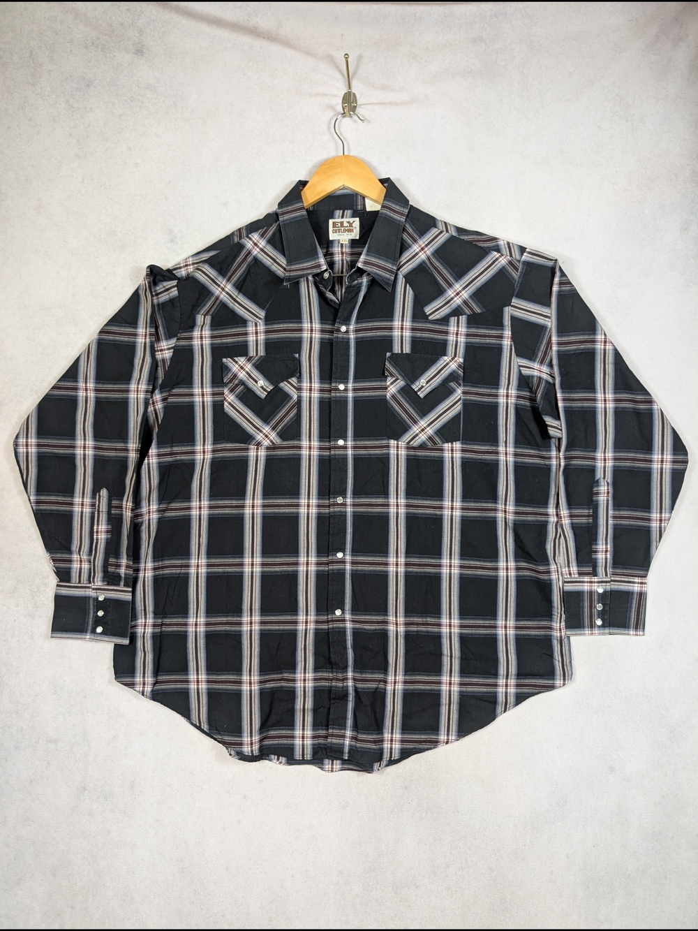 ELY Cattleman Western Pearl Snap Shirt Men's Size 2XL Plaid Long Sleeve